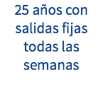 25 años con salidas fijas todas las semanas 